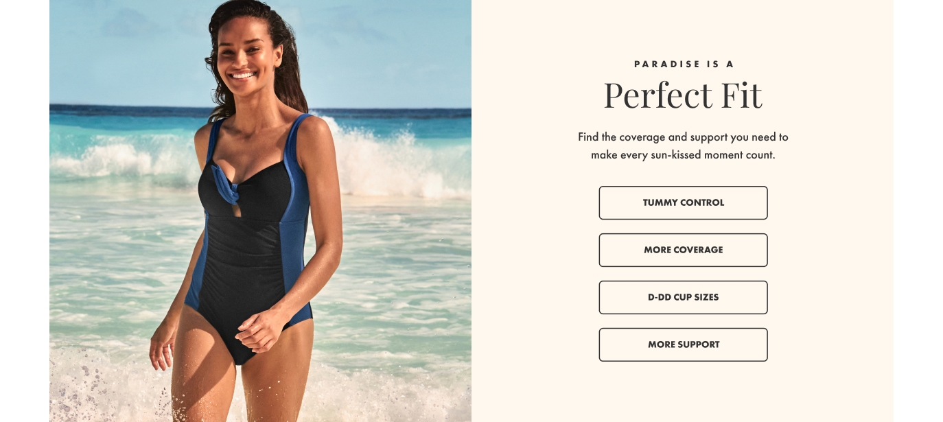 Paradise Is A Perfect Fit - Tummy Control, More Coverage, D-DD Cup Sizes & More Support