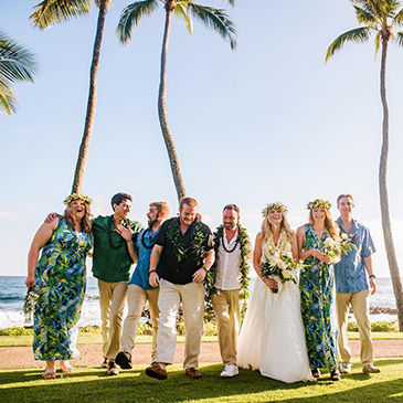 A beach wedding party