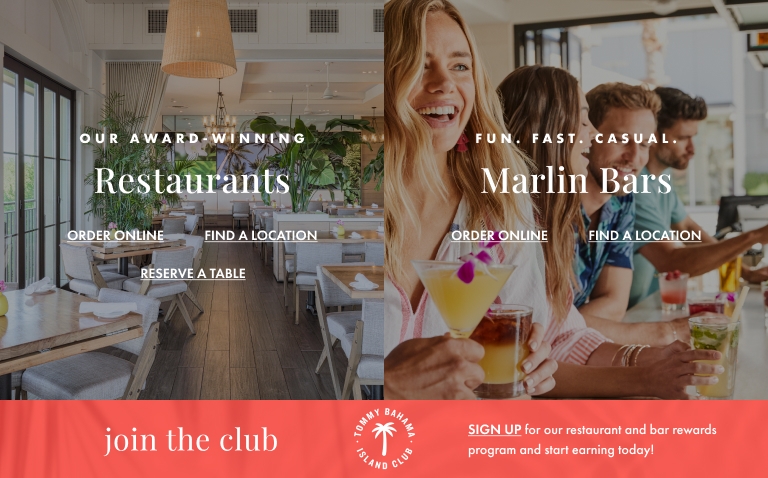 Tommy Bahama Restaurants and Marlin Bars Locations